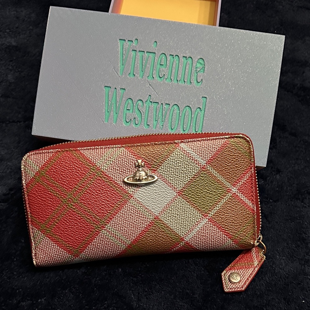 Vivienne Westwood Red Plaid Zip-Around Wallet